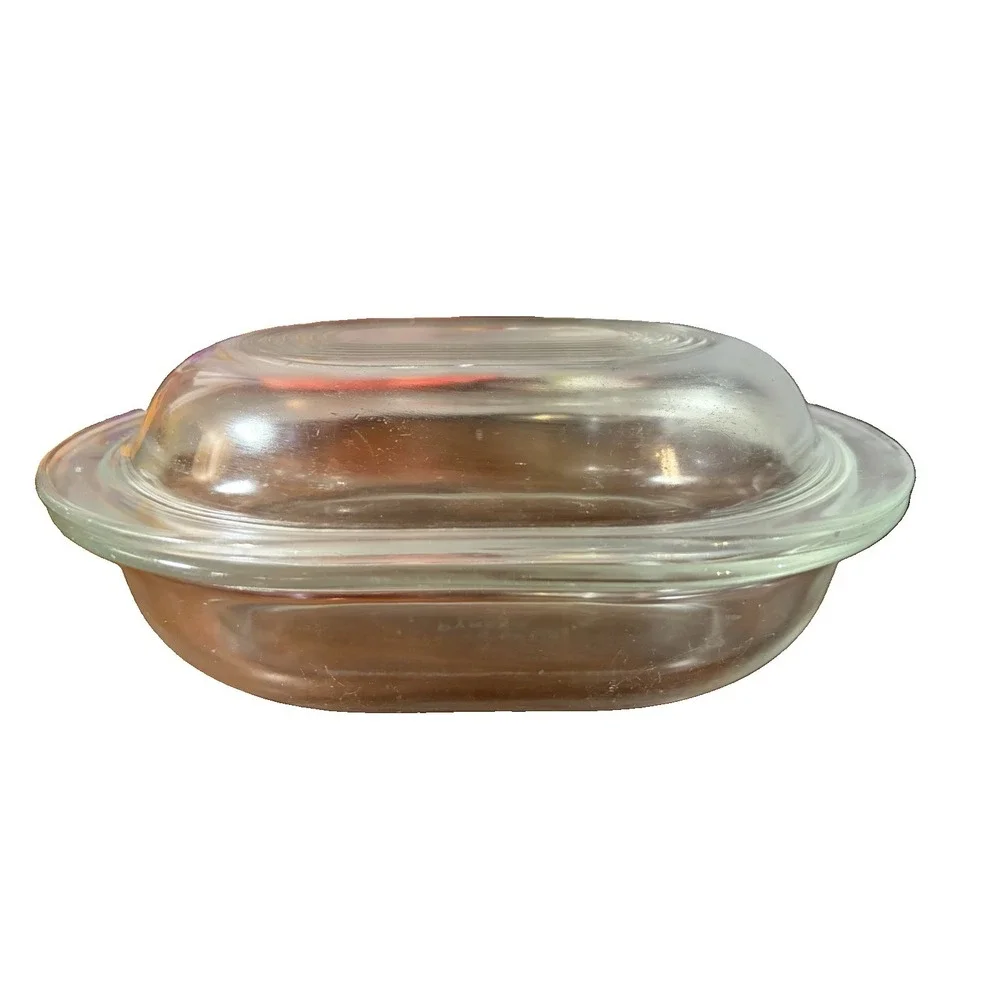 Vintage PYREX 602-B Clear Glass Oval Casserole Dish 602-C Lid Corning USA